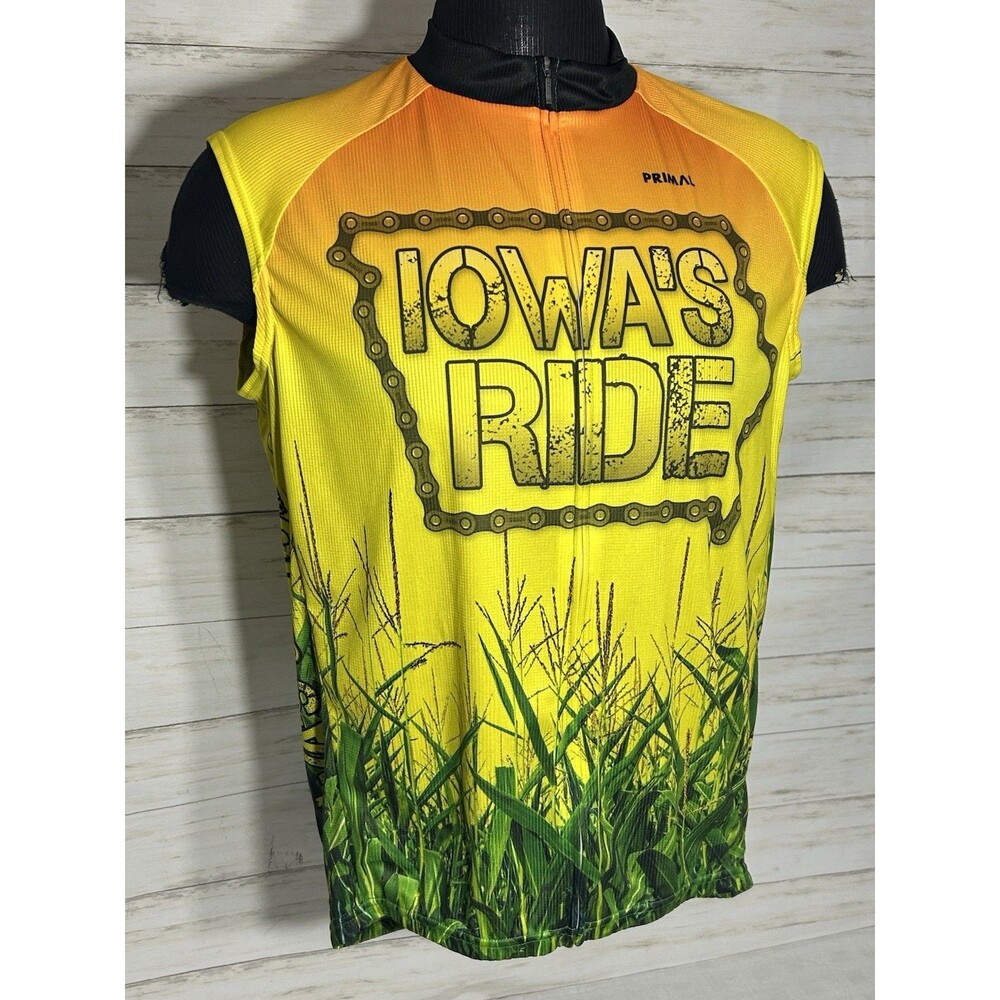 Primal Iowa Ragbrai Cycling Racing Full Zip Jersey Men’s Size XL Corn Print